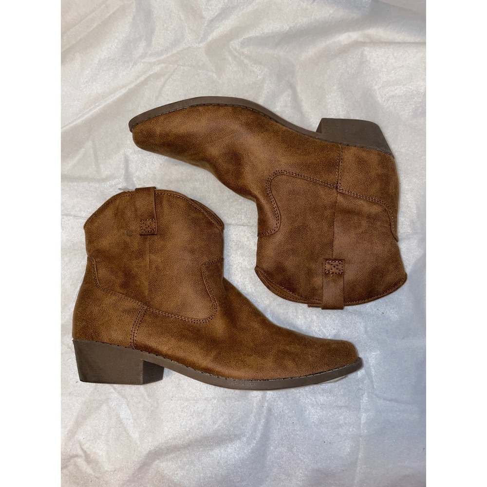 Arizona Jean Co Meritt Cognac Brown Faux Suede Western Ankle Boots Womens 7M - Picture 5 of 9